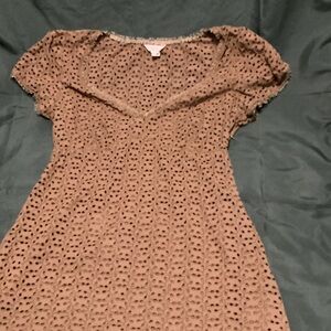 Vintage indie granola Eyelet Mini Dress